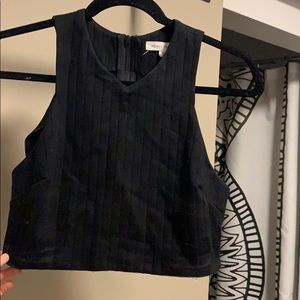 Black cropped, high neck, tank top w/ zipper back
